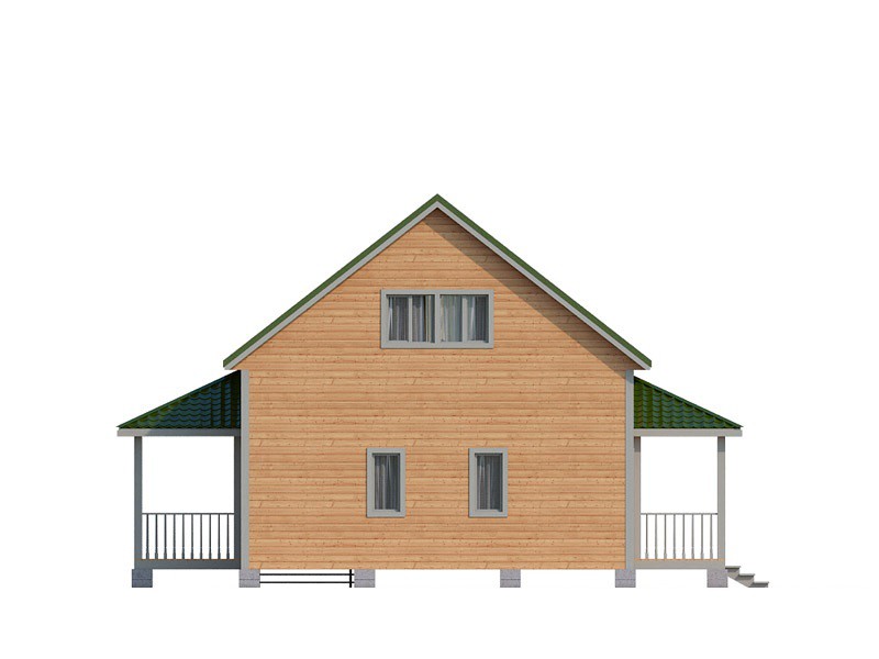 Дом из бруса с открытой верандой КА-133