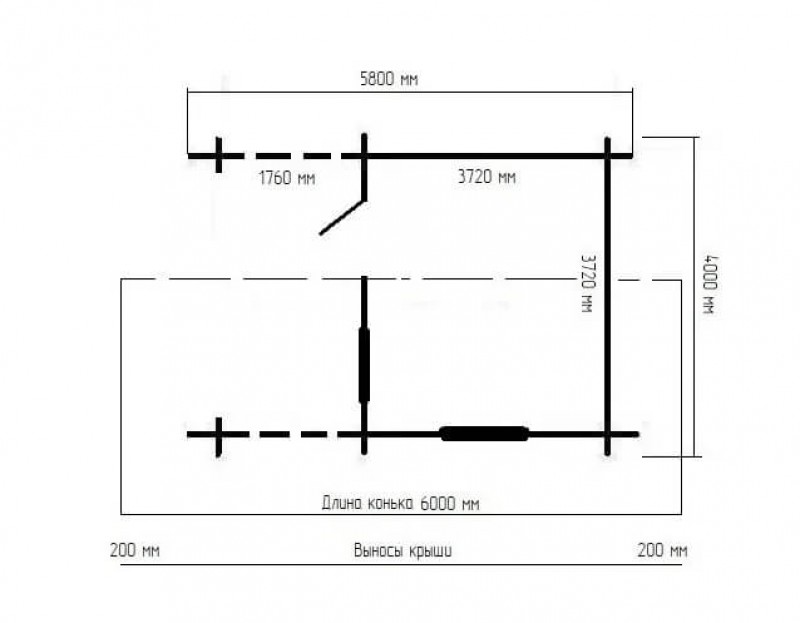 Дачный дом из бруса с террасой СД-04 (4×6)
