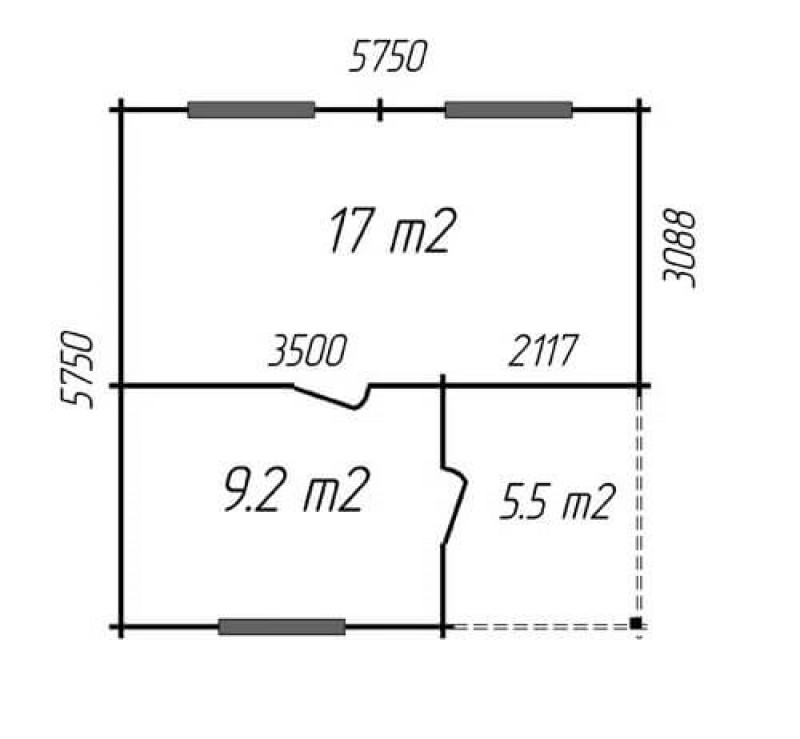 Летний брусовой дом СД-14 (6×6)