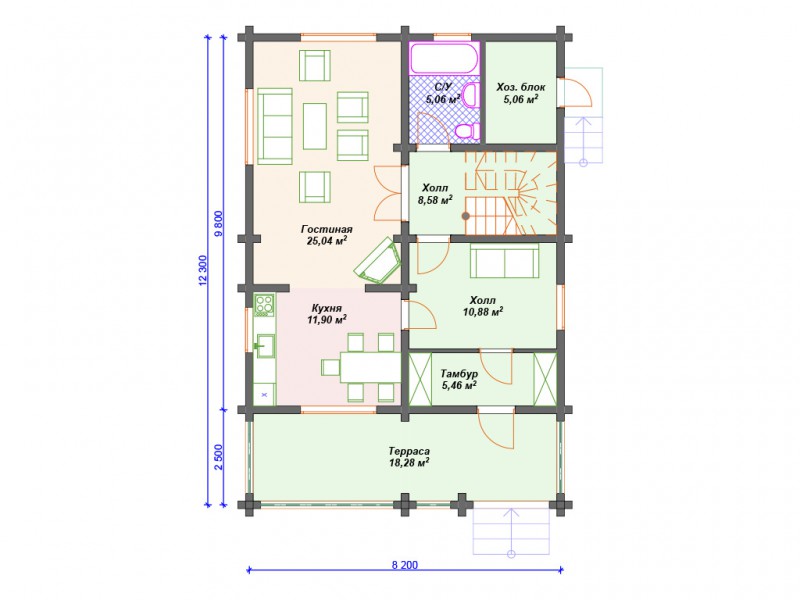 Дачный дом из бруса БД-11