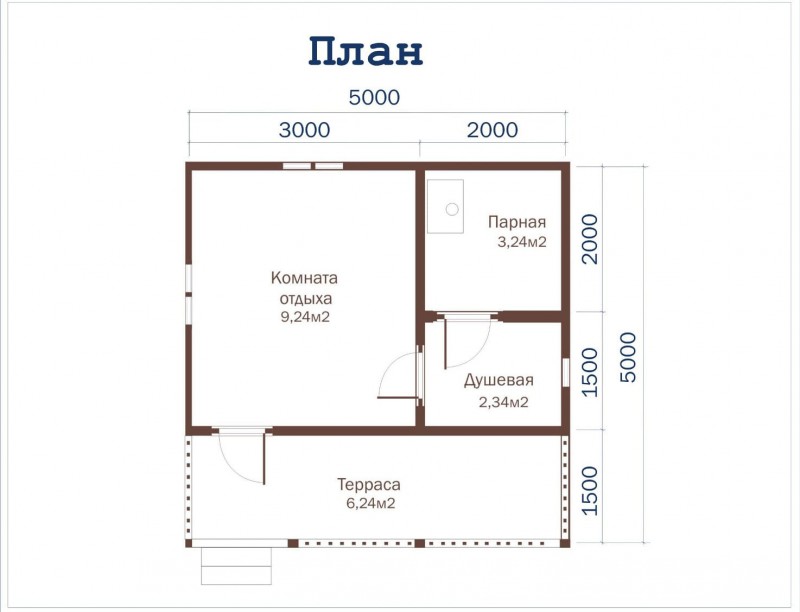 Баня из бруса ББ-10 5 на 5 метров