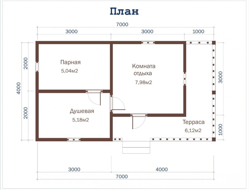 Баня из бруса ББ-12 4 на 7 метров