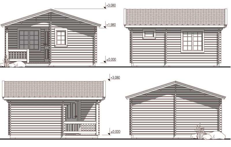 Летний дом из бруса с террасой ЛД-5 5х5