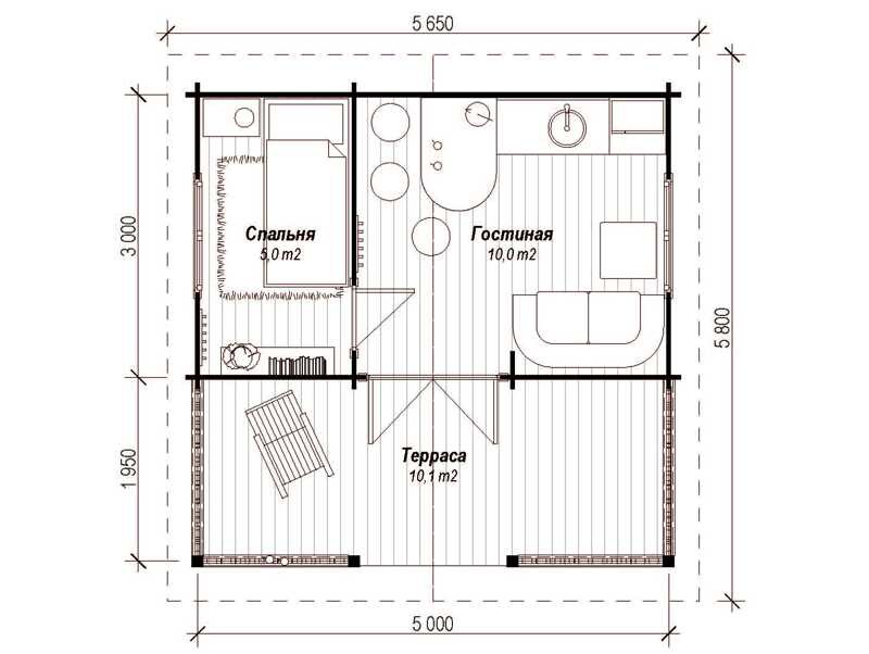 Деревянный летний дом с верандой ЛД-6