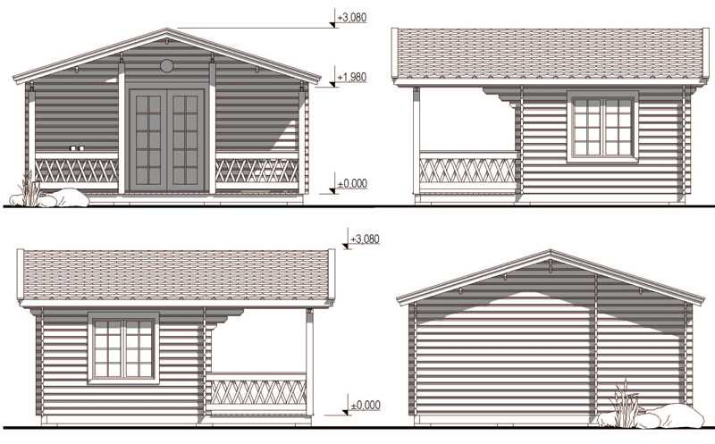 Деревянный летний дом с верандой ЛД-6