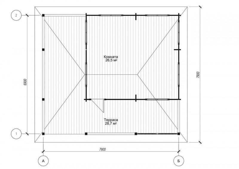 Летняя кухня из бруса ЛК-2 (6.9х7.9)