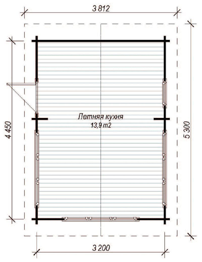 Деревянная летняя кухня ЛК-4 (4,5х3,2)
